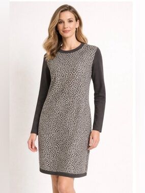 WEEKEND MAX MARA Sand Spotted Print Long-Sleeve Knit Dress